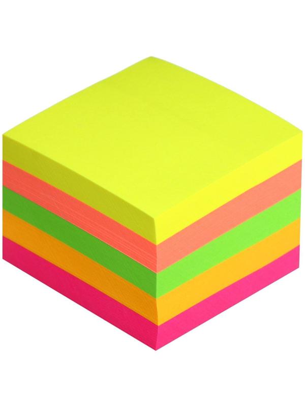 Блок с липким краем 51 мм х 51 мм, 400 листов, флуоресцентный, 5 цветов
