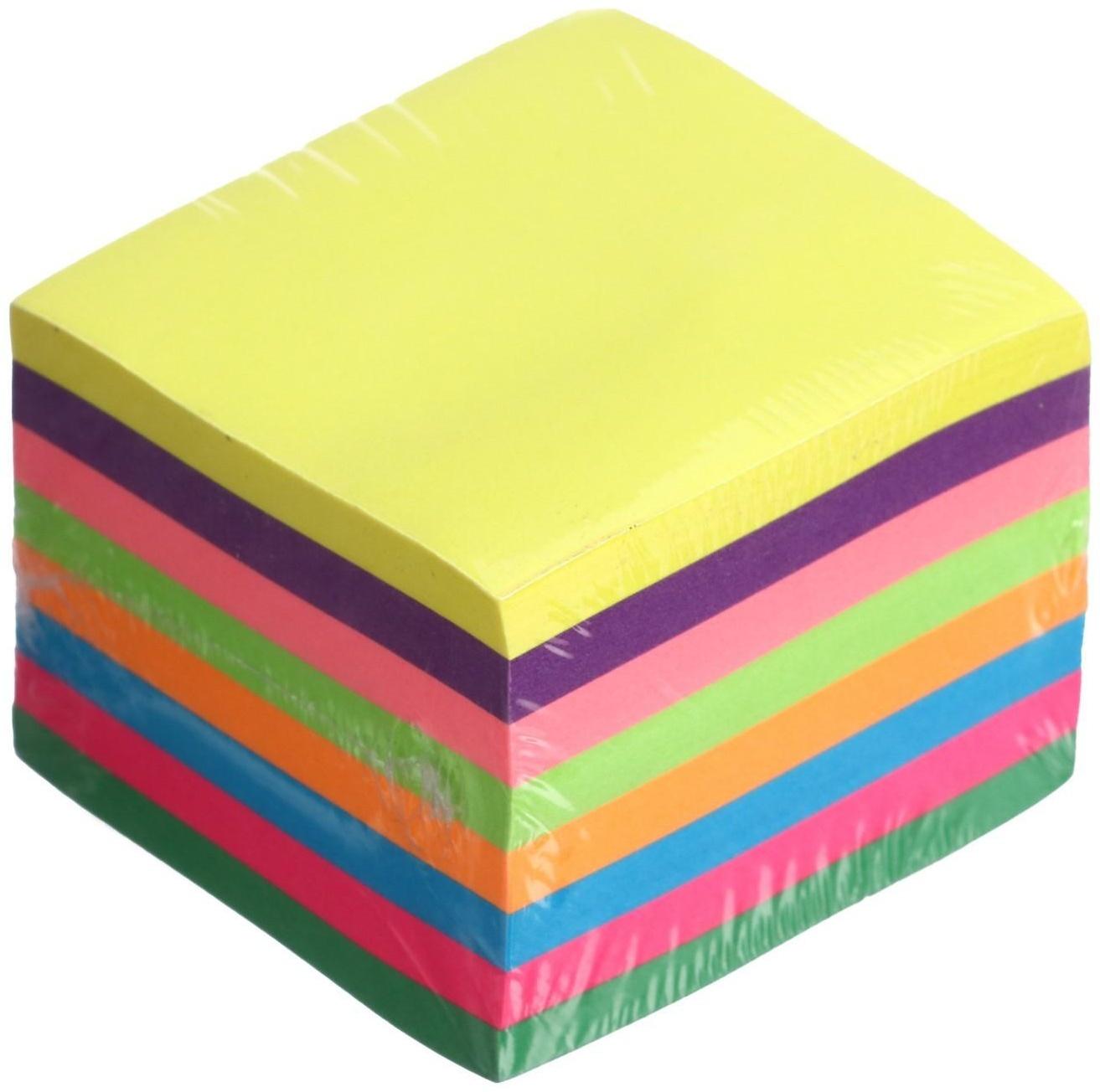 Блок с липким краем 51 мм х 51 мм, 400 листов, флуоресцентный, 8 цветов