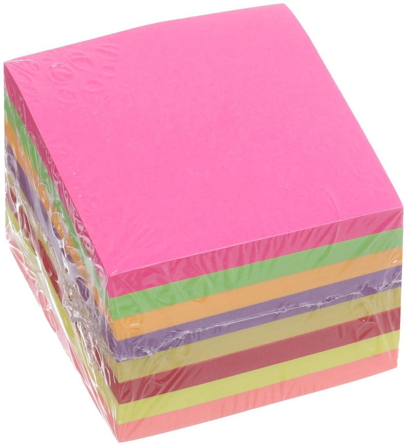 Блок с липким краем 51 мм х 51 мм, 400 листов, флуоресцентный, 8 цветов