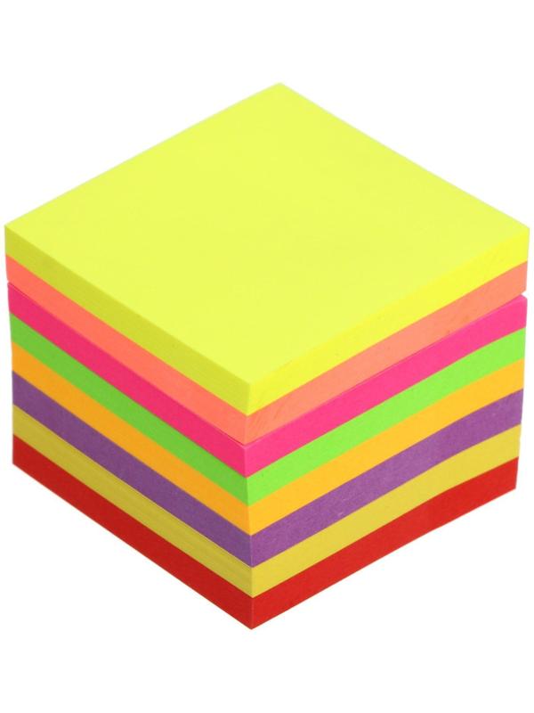 Блок с липким краем 51 мм х 51 мм, 400 листов, флуоресцентный, 8 цветов