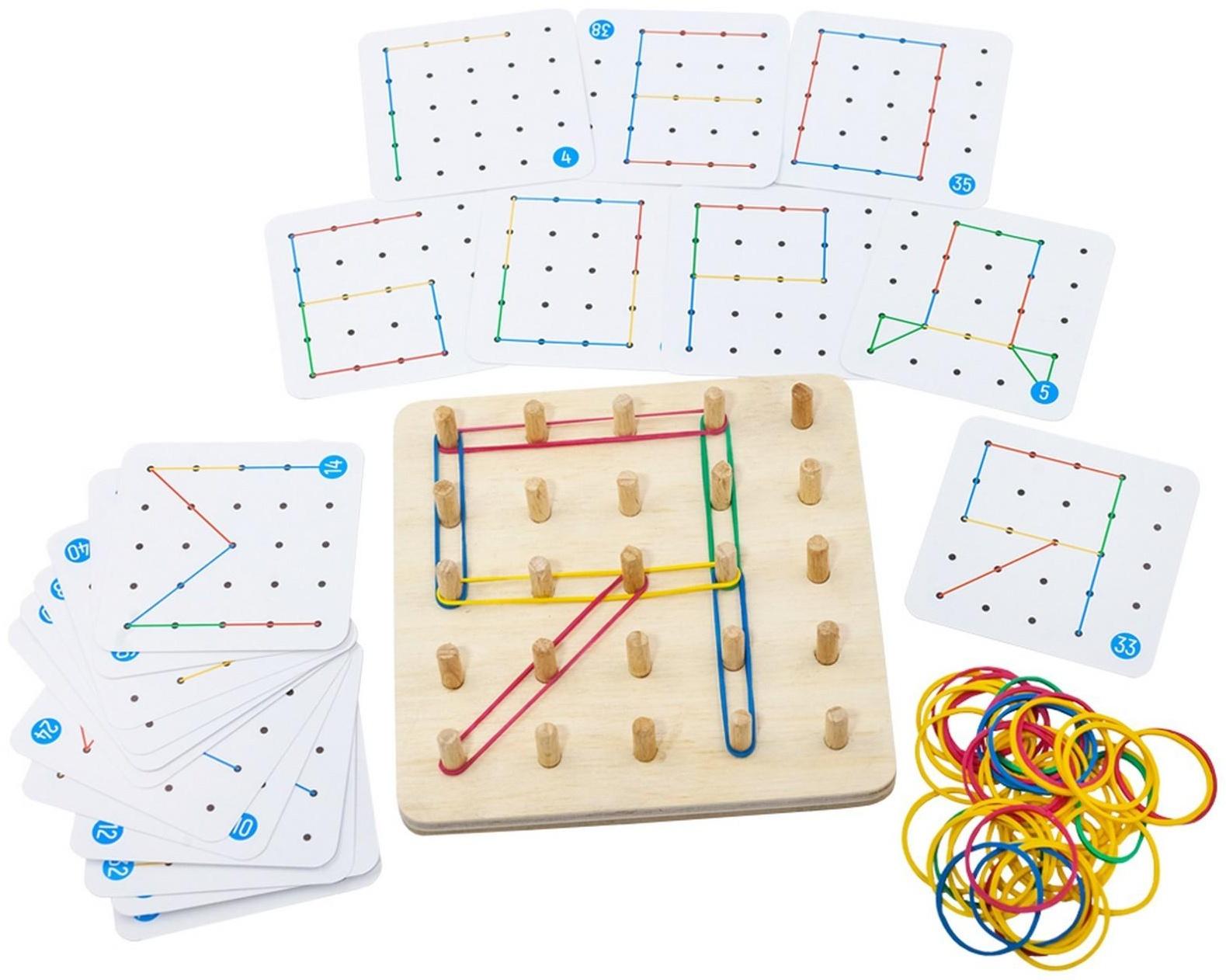 Геоборд основание, инструкция, 20 двусторонних карточек, 50 резинок, 14 × 14 × 2.5 см