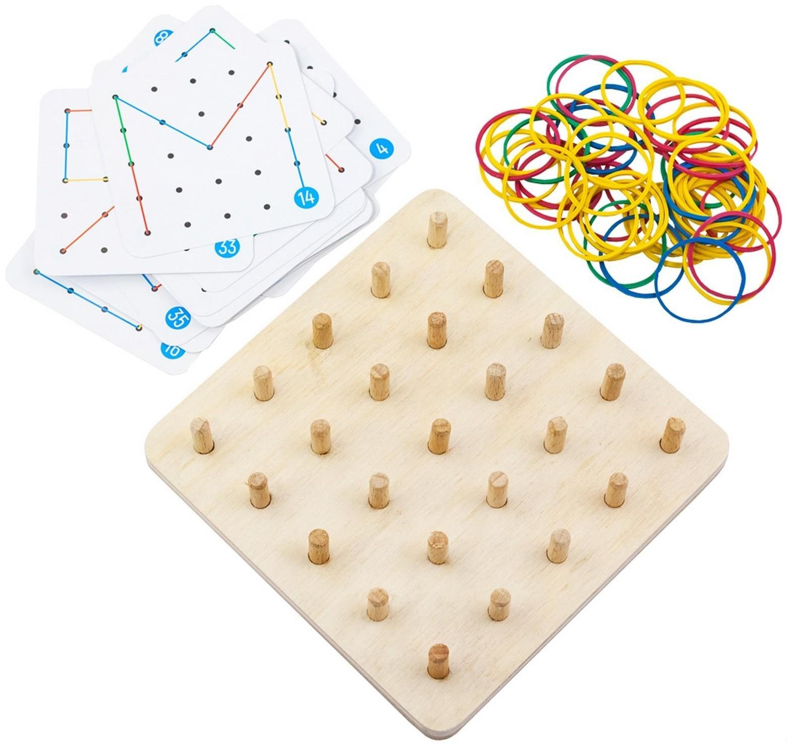 Геоборд основание, инструкция, 20 двусторонних карточек, 50 резинок, 14 × 14 × 2.5 см