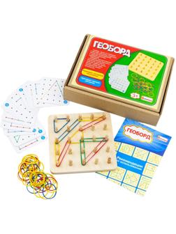 Геоборд основание, инструкция, 20 двусторонних карточек, 50 резинок, 14 × 14 × 2.5 см
