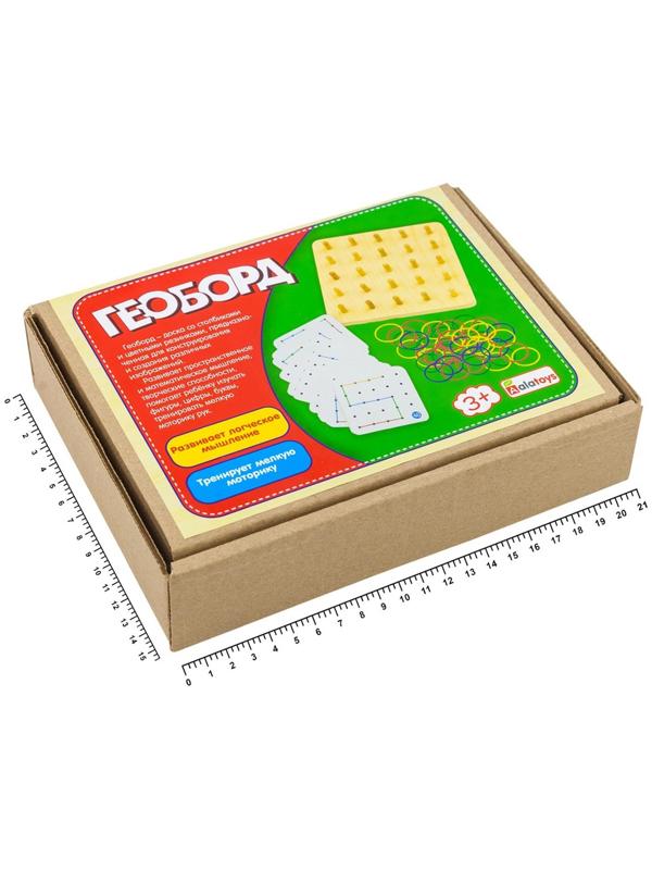 Геоборд основание, инструкция, 20 двусторонних карточек, 50 резинок, 14 × 14 × 2.5 см