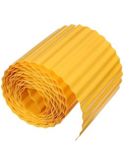 Лента бордюрная, 0.2 × 9 м, толщина 0.6 мм, пластиковая, гофра, жёлтая