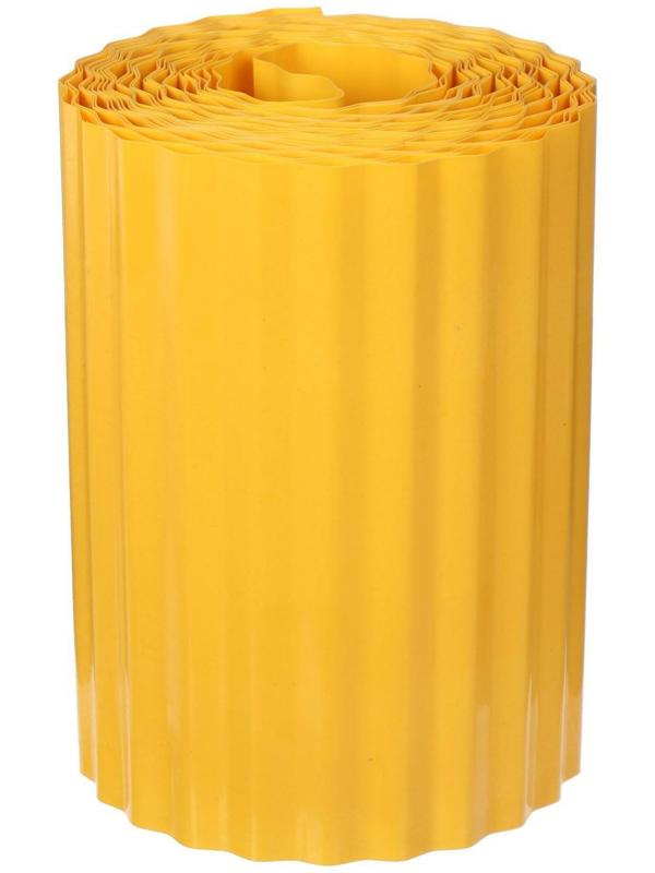 Лента бордюрная, 0.2 × 9 м, толщина 0.6 мм, пластиковая, гофра, жёлтая