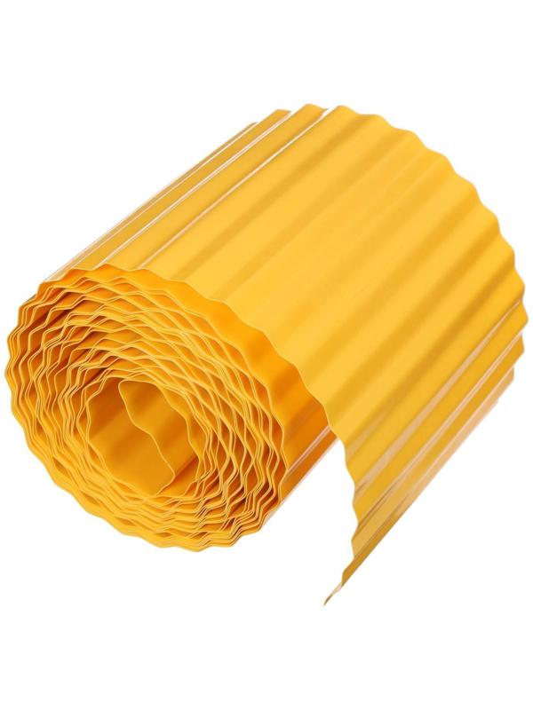 Лента бордюрная, 0.2 × 9 м, толщина 0.6 мм, пластиковая, гофра, жёлтая