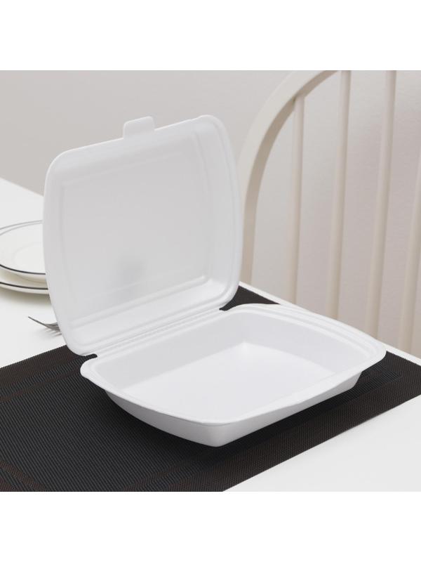 Ланч-бокс одноразовый, 24,7×20,6×7 см, 1 секция, цвет белый