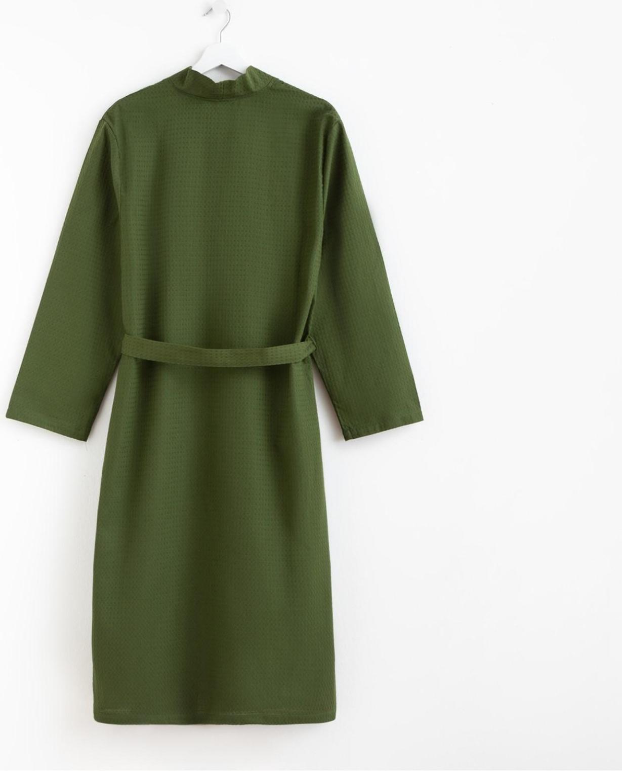 Халат вафельный мужской удлинённый Экономь и Я размер 46-48, цвет хаки, 100% хлопок, 200г/м2