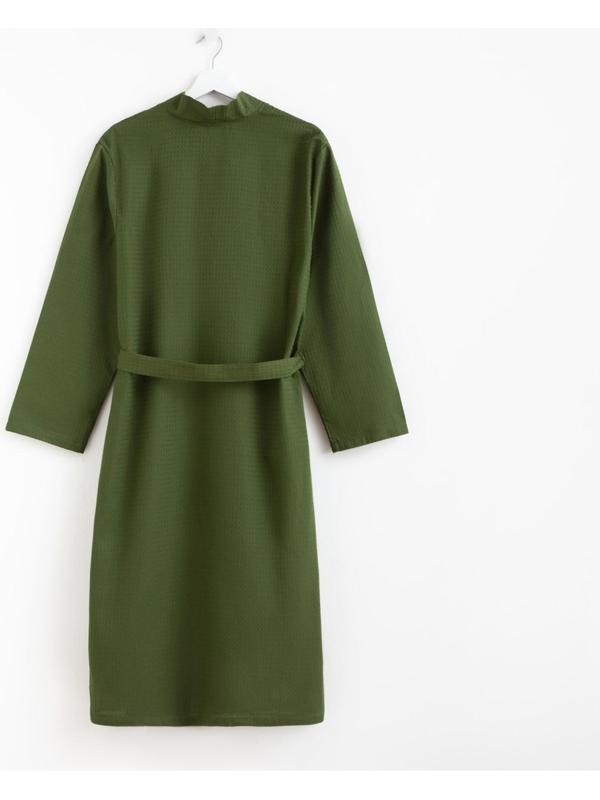 Халат вафельный мужской удлинённый Экономь и Я размер 46-48, цвет хаки, 100% хлопок, 200г/м2