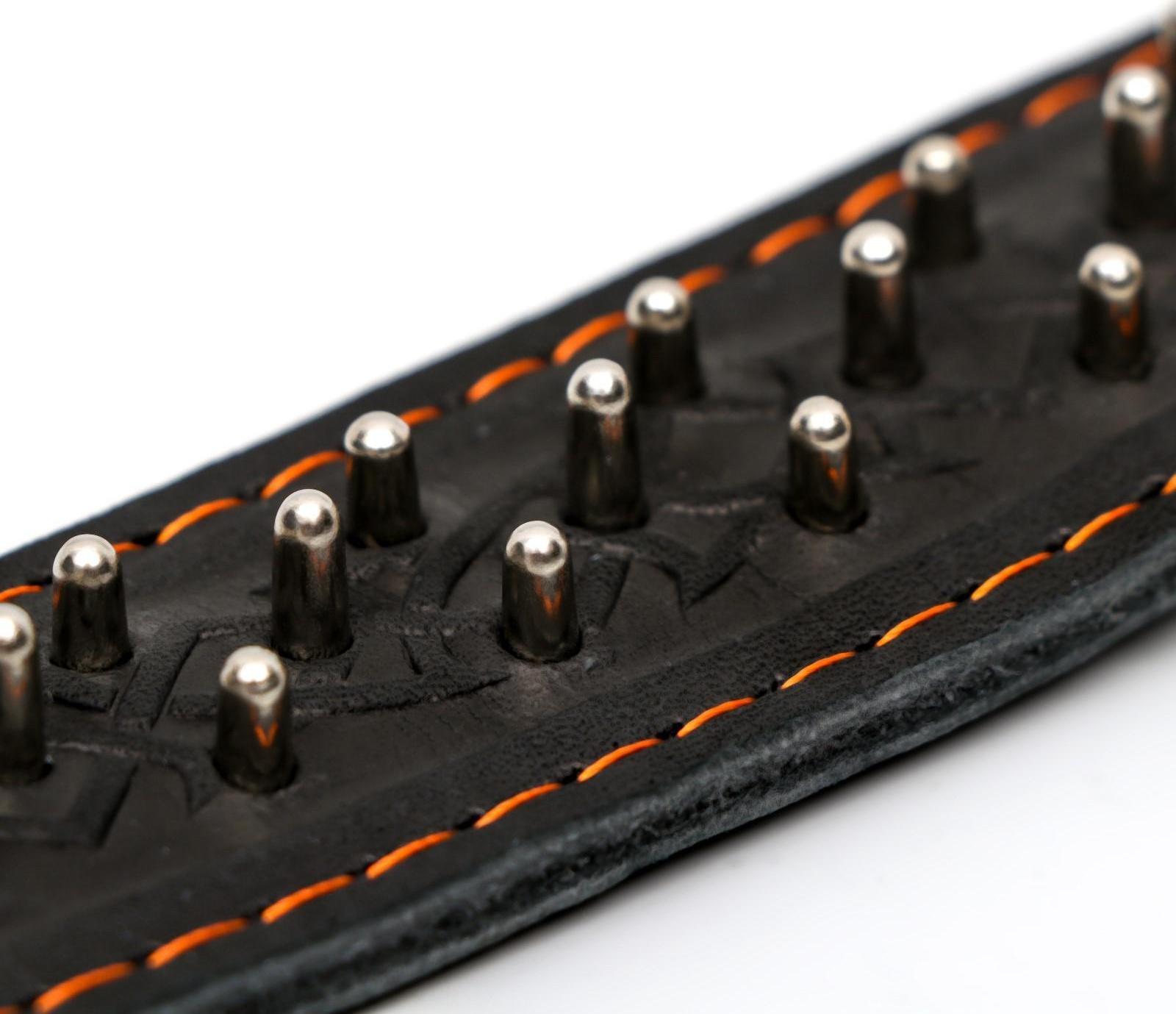 Ошейник кожаный двухслойный клёпаный 