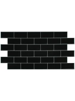 Панель ПВХ Блок чёрный, белый шов 966х484