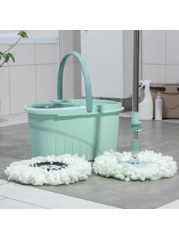 Швабра с отжимом и ведро с металлической центрифугой Доляна, 46×28×24 см, 19,2 л, швабра 16×88(120) см, доп. насадка