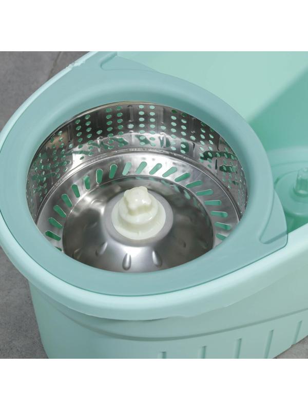 Швабра с отжимом и ведро с металлической центрифугой Доляна, 46×28×24 см, 19,2 л, швабра 16×88(120) см, доп. насадка