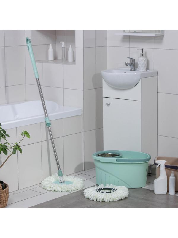Швабра с отжимом и ведро с металлической центрифугой Доляна, 46×28×24 см, 19,2 л, швабра 16×88(120) см, доп. насадка