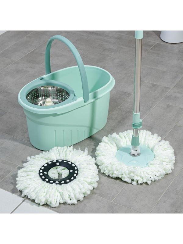 Швабра с отжимом и ведро с металлической центрифугой Доляна, 46×28×24 см, 19,2 л, швабра 16×88(120) см, доп. насадка