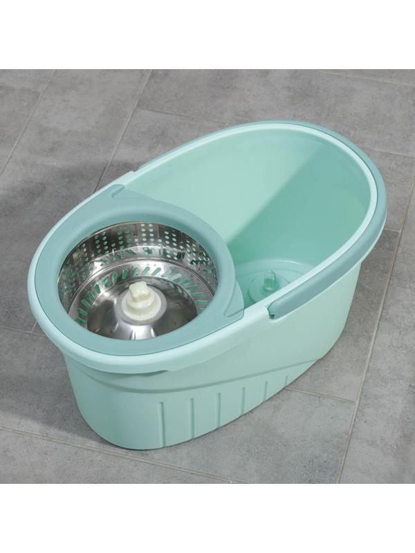 Швабра с отжимом и ведро с металлической центрифугой Доляна, 46×28×24 см, 19,2 л, швабра 16×88(120) см, доп. насадка