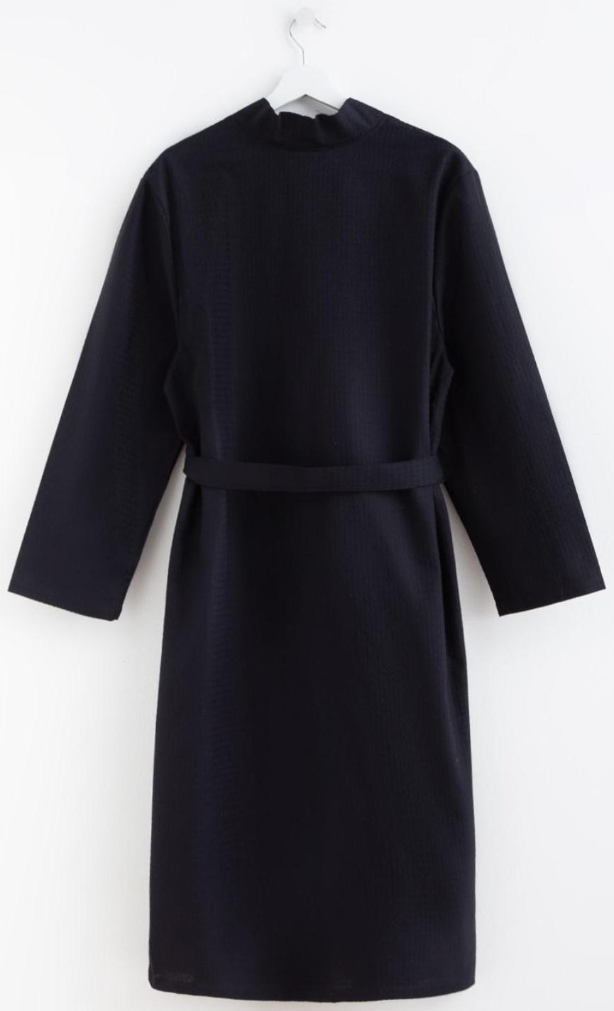 Халат вафельный мужской удлинённый Экономь и Я размер 50-52, цвет чёрный, 100% хлопок, 200г/м2