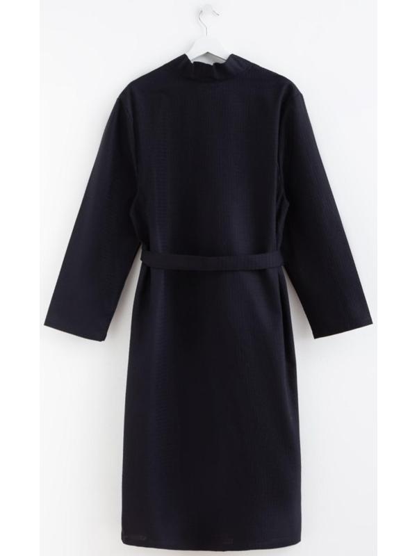 Халат вафельный мужской удлинённый Экономь и Я размер 54-56, цвет чёрный, 100% хлопок, 200г/м2