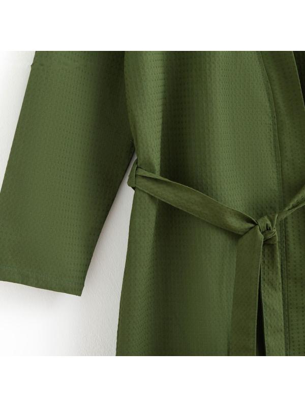 Халат вафельный мужской удлинённый Экономь и Я размер 58-60, цвет хаки, 100% хлопок, 200г/м2