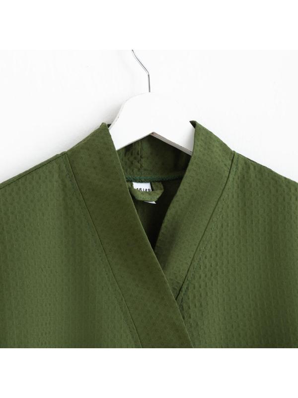 Халат вафельный мужской удлинённый Экономь и Я размер 58-60, цвет хаки, 100% хлопок, 200г/м2