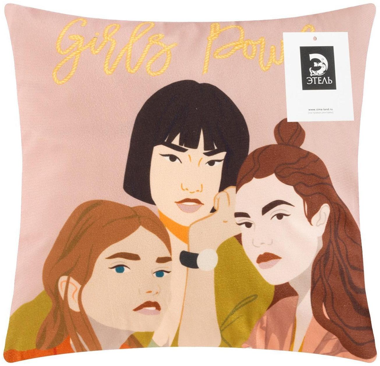 Наволочка декоративная Этель «Girls power» 40х40 см, 100% п/э, велюр