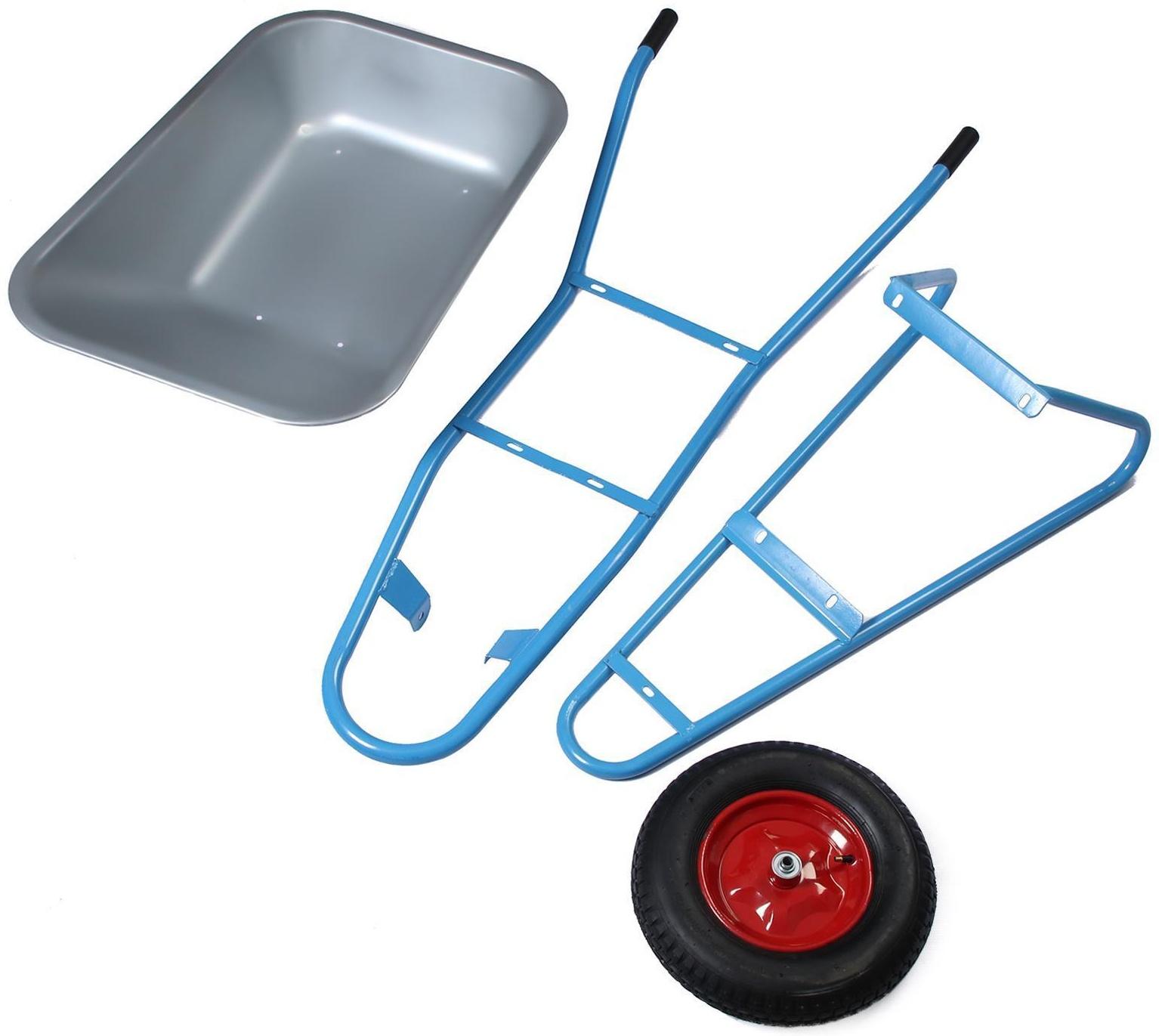 Тачка строительная, одноколёсная: груз/п 180 кг, объём 100 л, синие ручки