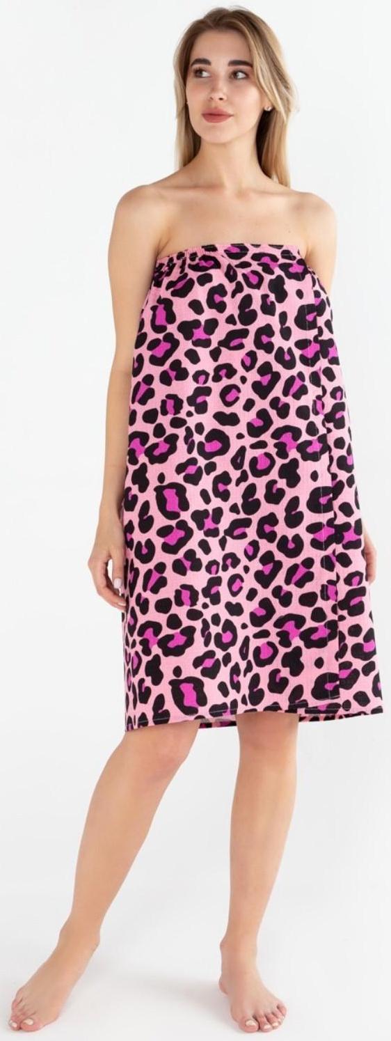 Полотенце для бани Leopard женское парео, 80х150±4 см,хл., ваф. полотно, 160 гр/м2