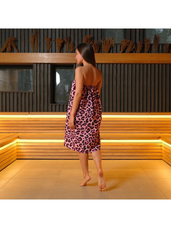 Полотенце для бани Leopard женское парео, 80х150±4 см,хл., ваф. полотно, 160 гр/м2