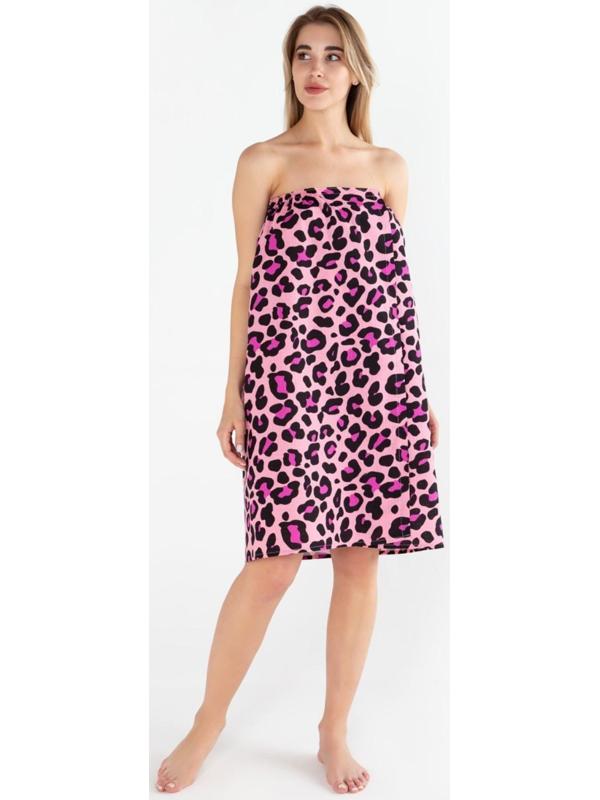 Полотенце для бани Leopard женское парео, 80х150±4 см,хл., ваф. полотно, 160 гр/м2