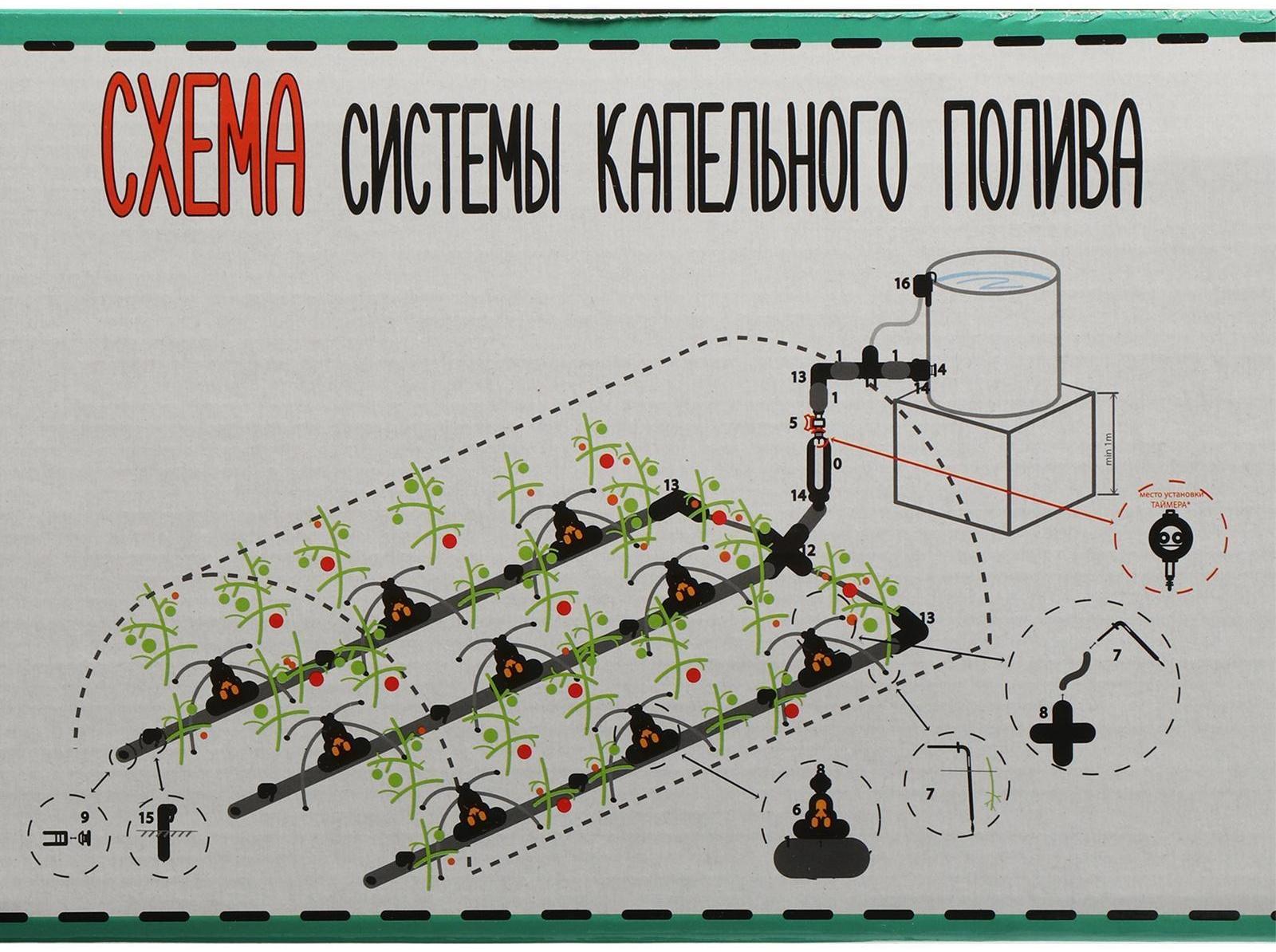 Набор для капельного полива, на 72 растения, с таймером, «Синьор Помидор» PRO