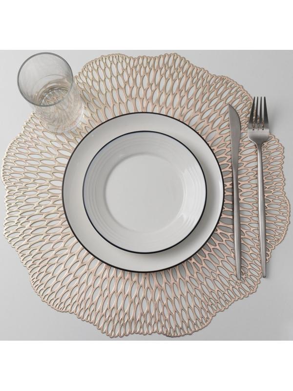 Набор салфеток сервировочных на стол Доляна «Мэри», d=38 см, 4 шт, цвет золотой