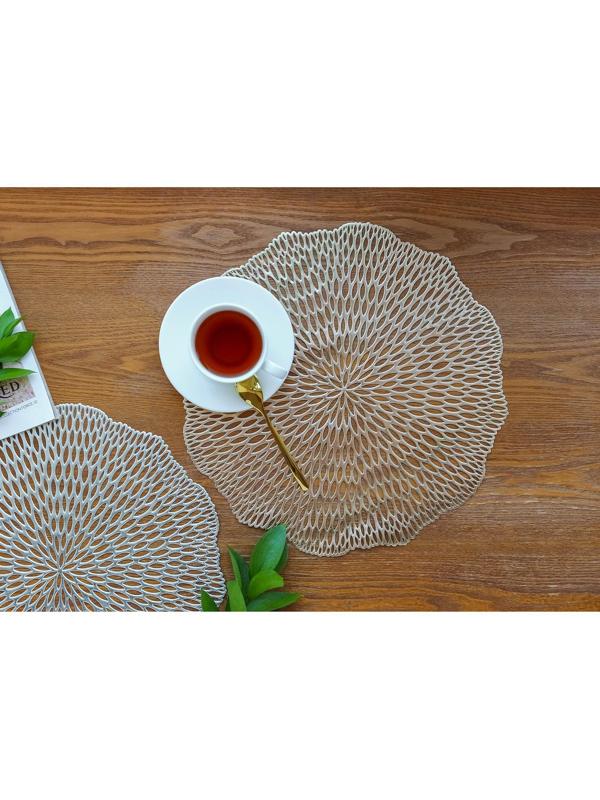 Набор салфеток сервировочных на стол Доляна «Мэри», d=38 см, 4 шт, цвет золотой