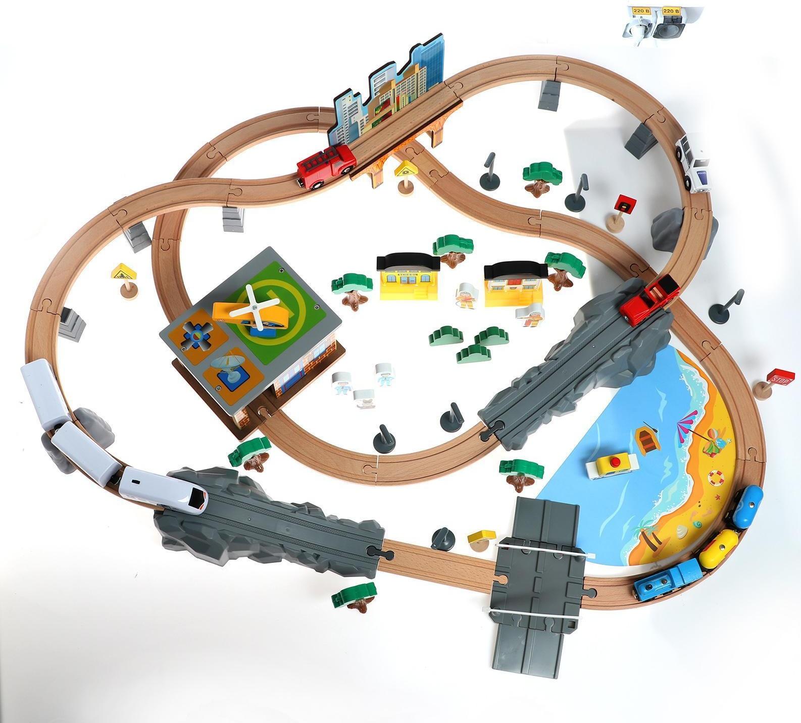Деревянная игрушка «Железная дорога» 95 деталей, 52,5×33×12,5 см