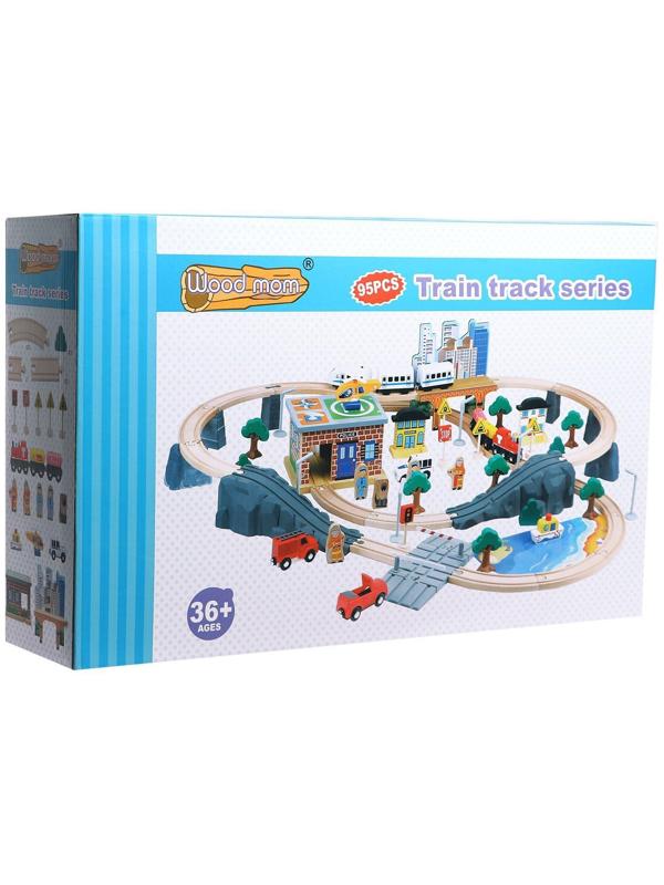 Деревянная игрушка «Железная дорога» 95 деталей, 52,5×33×12,5 см