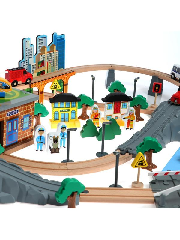 Деревянная игрушка «Железная дорога» 95 деталей, 52,5×33×12,5 см