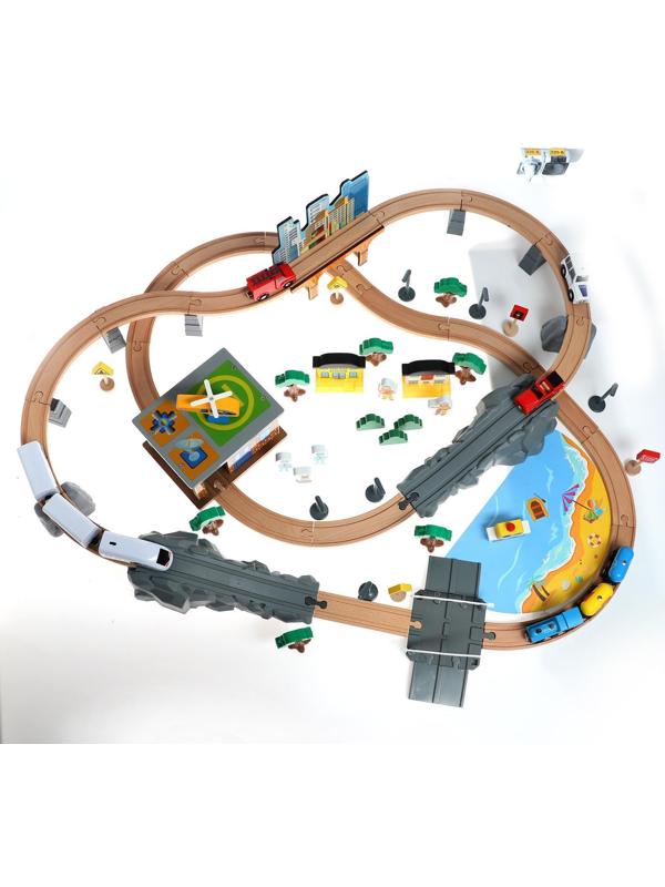 Деревянная игрушка «Железная дорога» 95 деталей, 52,5×33×12,5 см
