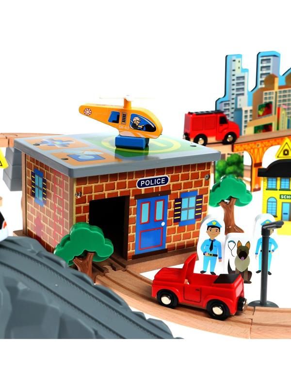 Деревянная игрушка «Железная дорога» 95 деталей, 52,5×33×12,5 см