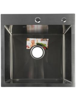 Мойка кухонная AFLORN AF95050, врезная, S=3,0 и 0,8 мм, 50х50х20 см, сифон, сатин