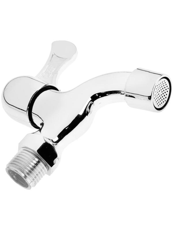 Кран водоразборный ZEIN Z17, с плоской ручкой, с аэратором, PP, кран-букса, хром