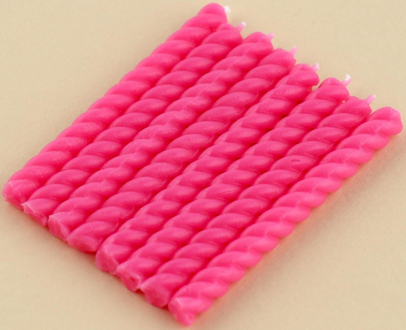 Набор свечей в торт, розовые, 16 шт.