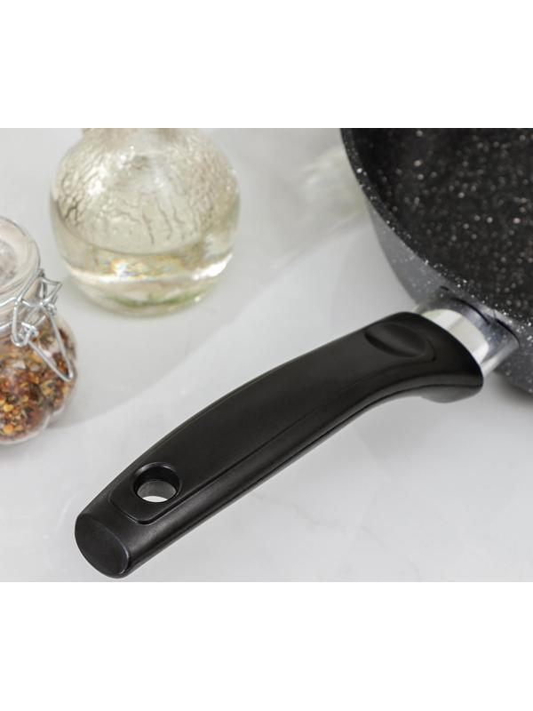 Сковорода Доляна «Элит», d=28 см, пластиковая ручка, антипригарное покрытие, цвет серый