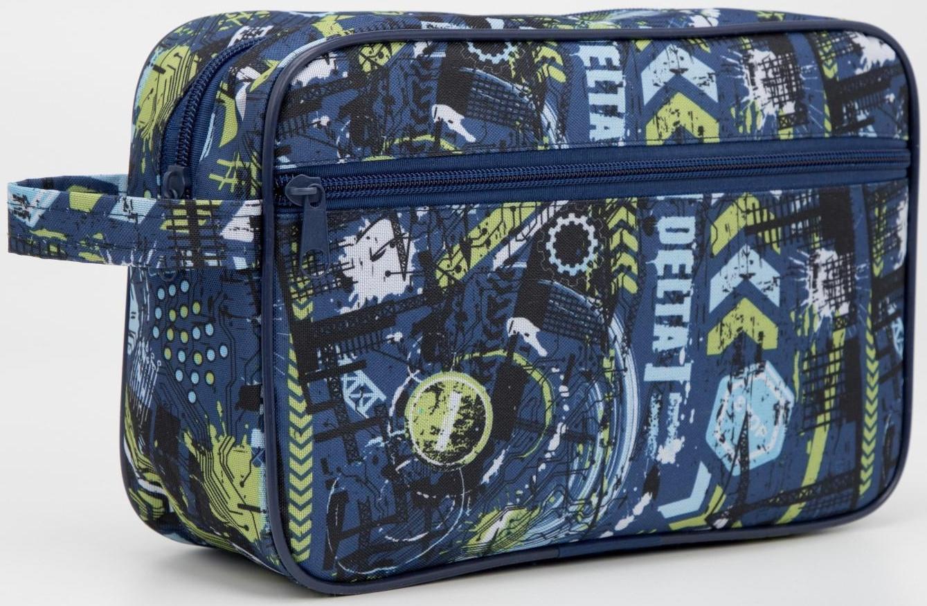 Косметичка на молнии, наружный карман, цвет синий