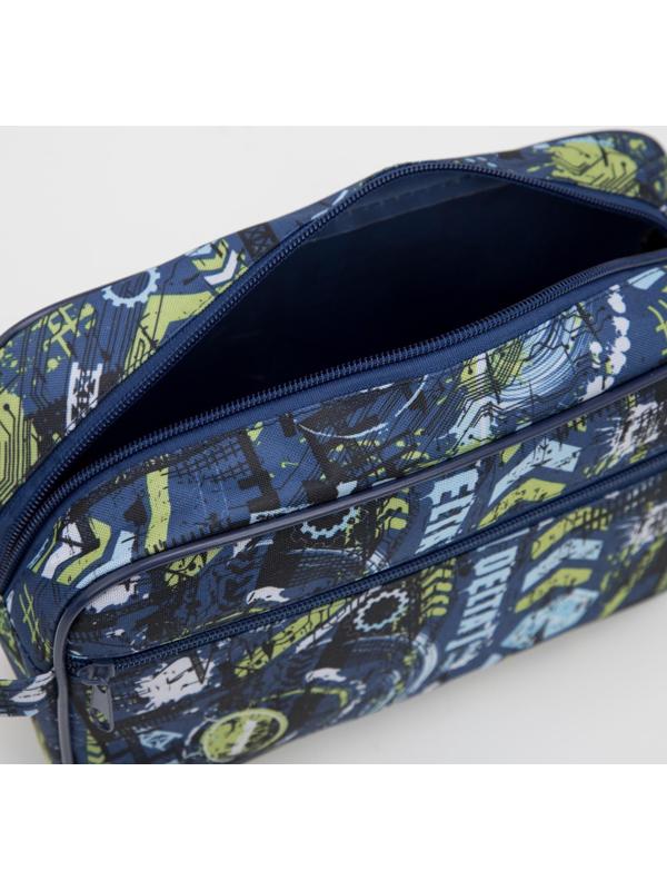 Косметичка на молнии, наружный карман, цвет синий
