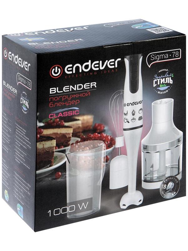 Блендер Endever Sigma-78, погружной, 1000 Вт, 0.6 л, 2 скорости, белый/черный