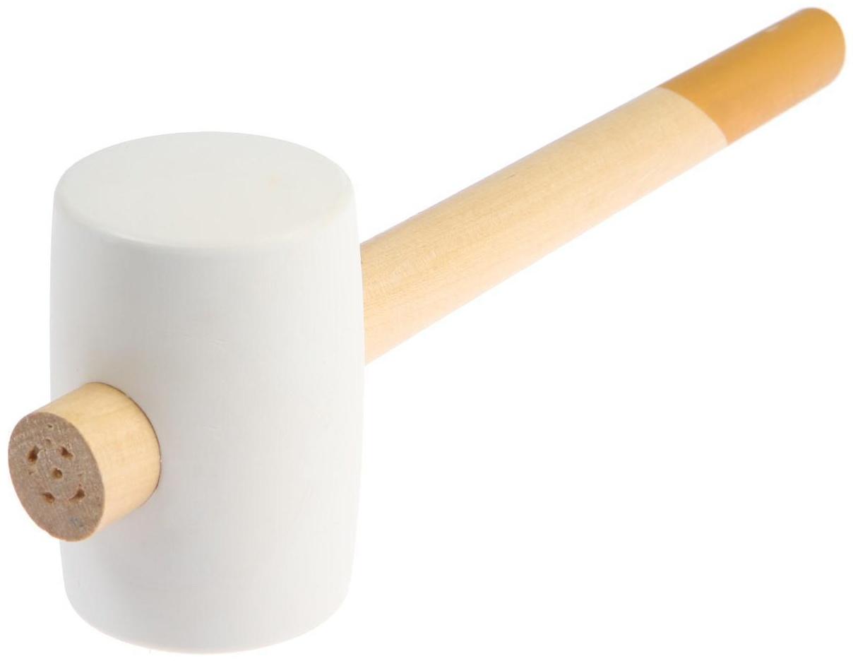 Киянка ТУНДРА, деревянная рукоятка, белая резина, 65 мм, 600 г