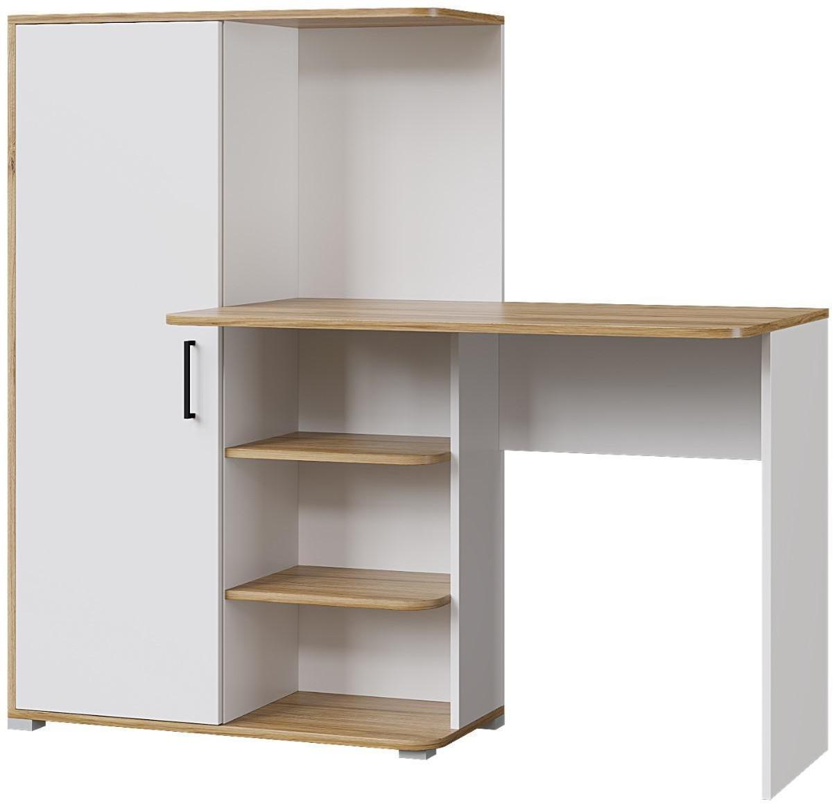 Стол компьютерный Лайт, 1420х356х1282, Белый/Дуб золотой