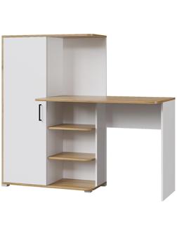 Стол компьютерный Лайт, 1420х356х1282, Белый/Дуб золотой