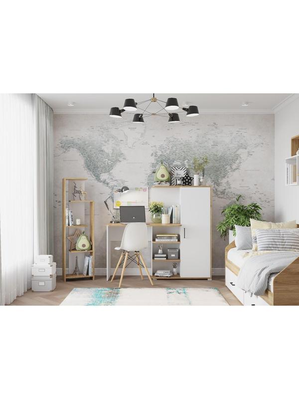 Стол компьютерный Лайт, 1420х356х1282, Белый/Дуб золотой