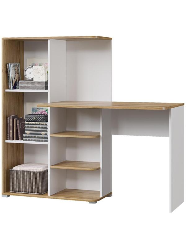 Стол компьютерный Лайт, 1420х356х1282, Белый/Дуб золотой